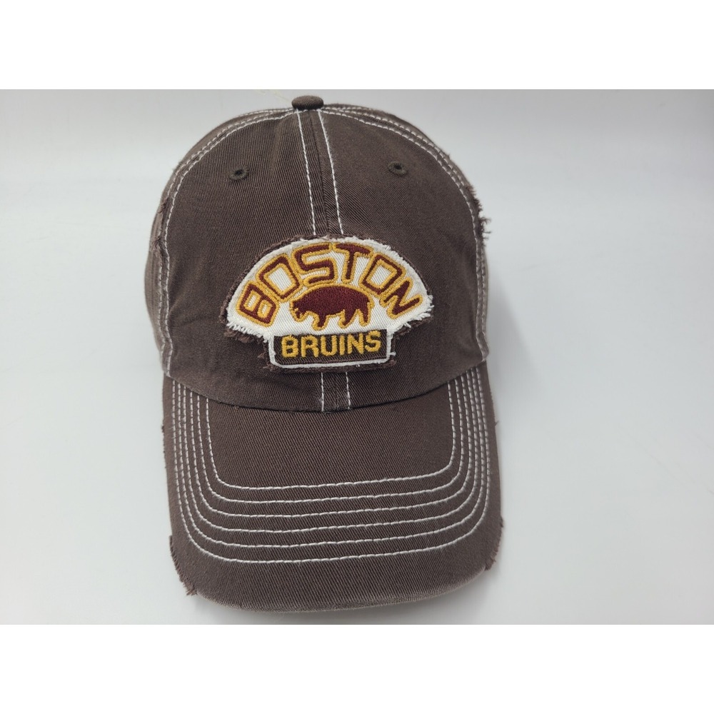 Boston Bruins Twins Enterprise Franchise Distressed‎ Fitted L Hat Cap NHL Brown